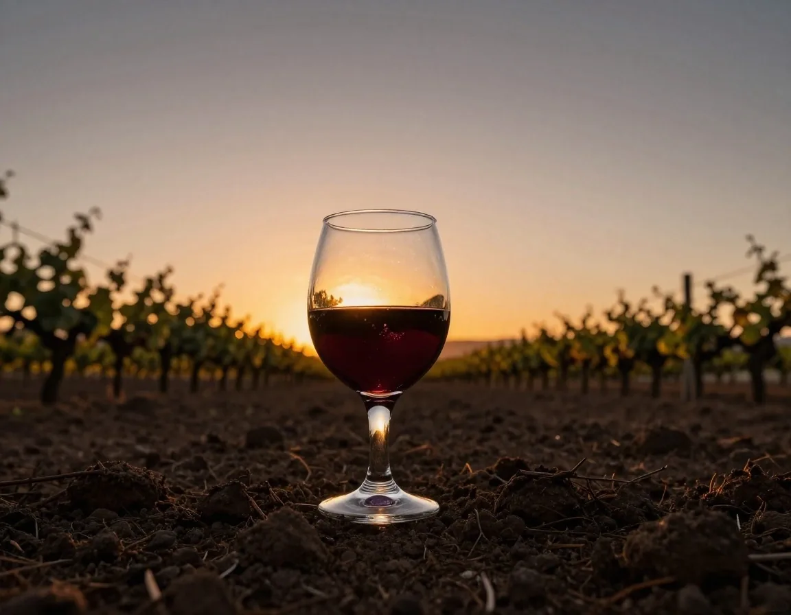 Copa de malbec de altura sobre suelo de viñedo en los Valles Calchaquíes