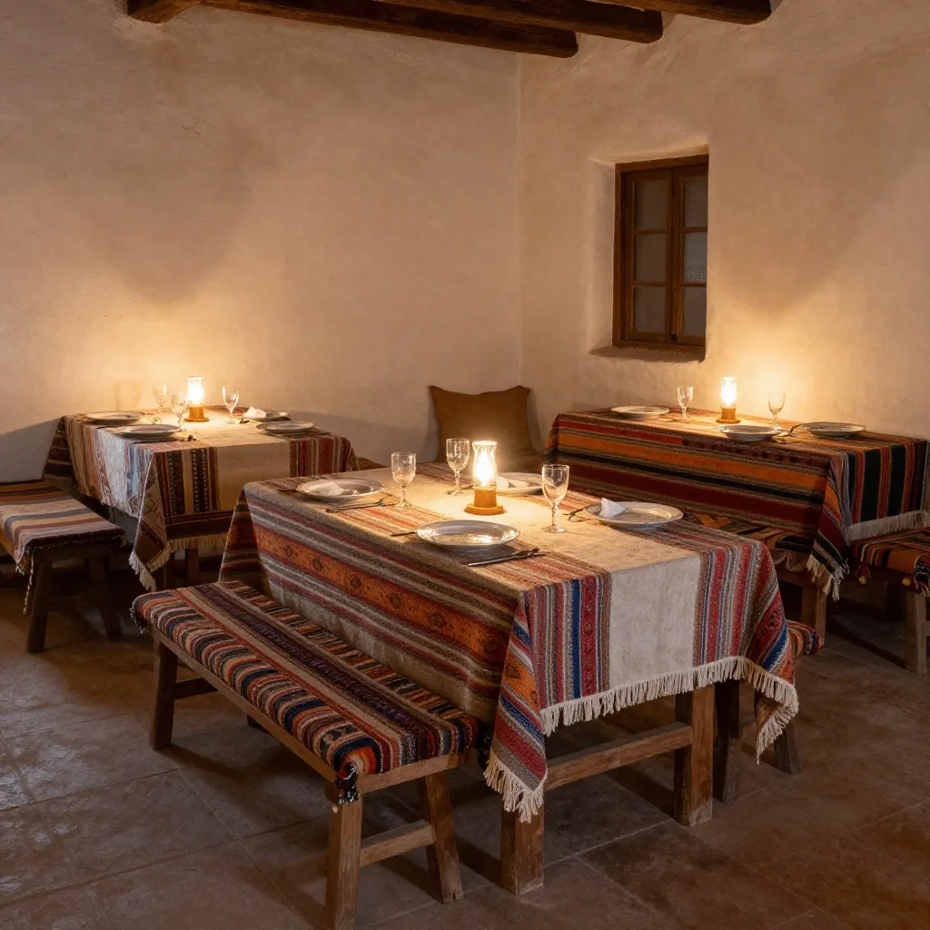 Comedor pequeño en Tilcara preparado para recibir visitantes