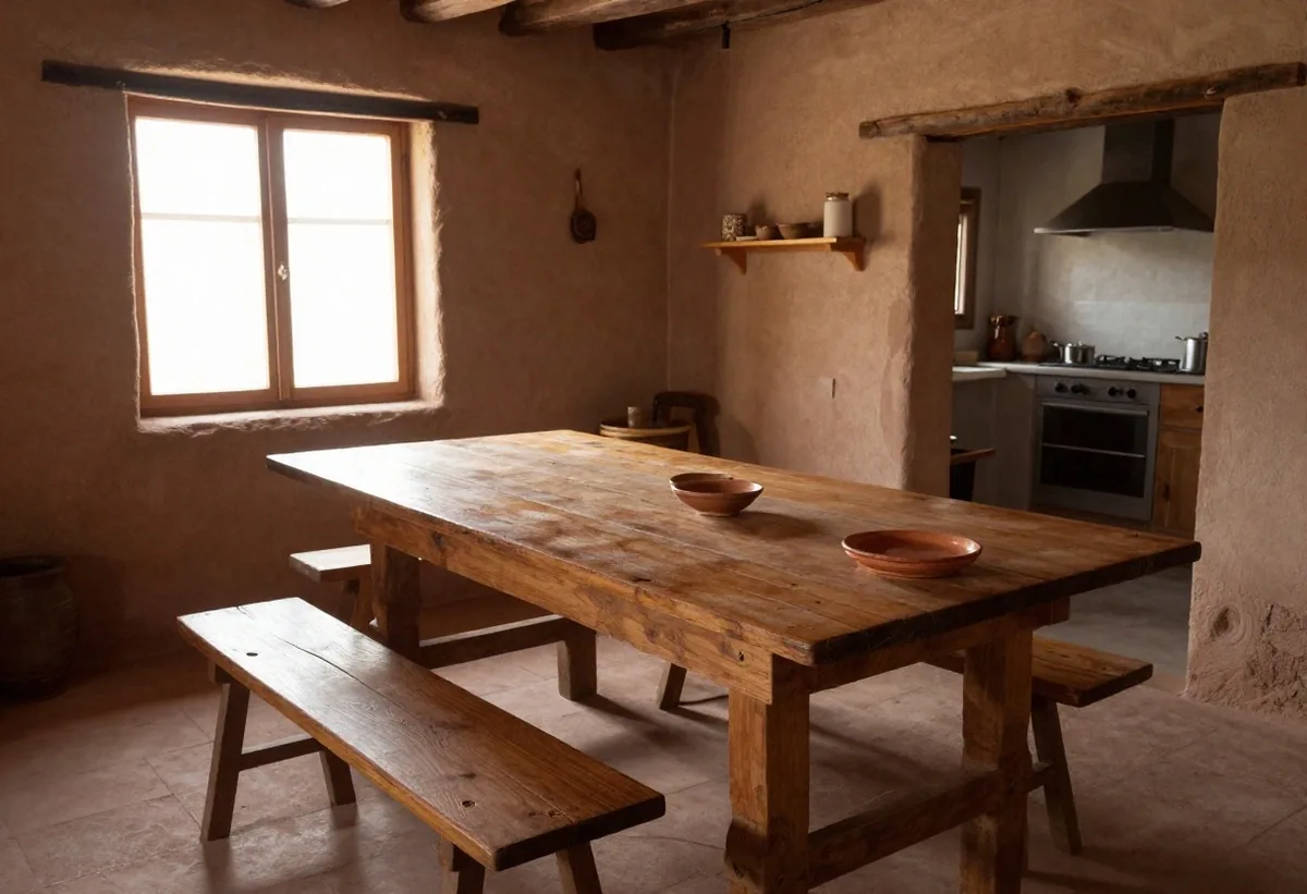 Manos preparando empanadas en mesa de madera bajo luz cálida
