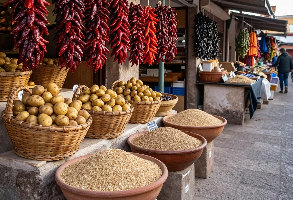 Puestos del mercado en Salta por la mañana