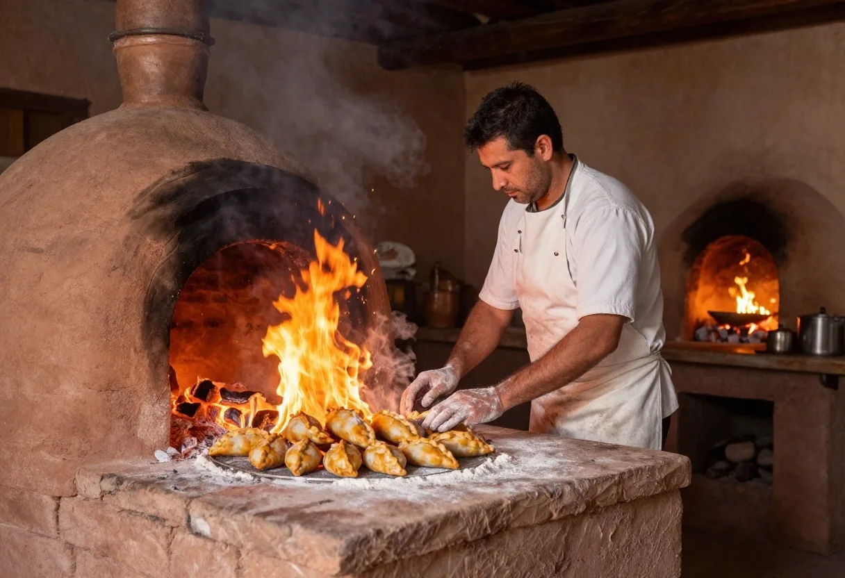 Horno de barro con empanadas tucumanas