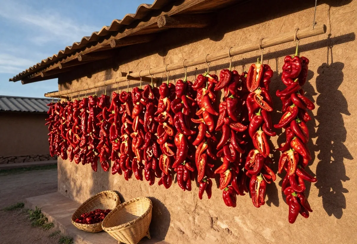 Secadero de pimiento rojo en Seclantás cerca de Cachi